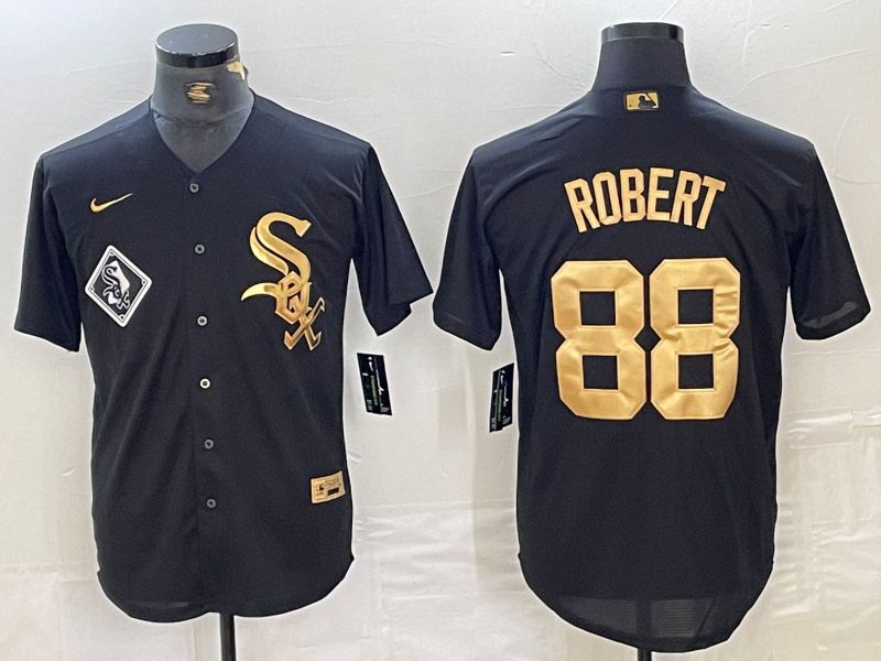 Men Chicago White Sox 88 Robert Black gold 4 th generation Nike 2024 MLB Jersey style 2